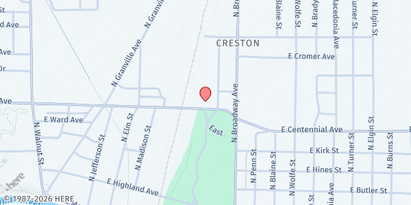 Map showing Whitely Neighborhood Pantry at 1010 E. Centennial Ave., Muncie, IN