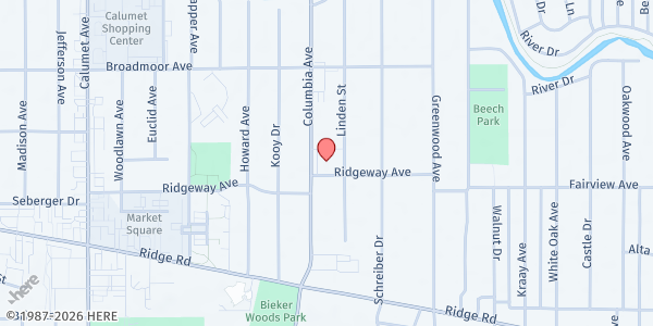 Map showing Salvation Army - Munster at 8225 Columbia Ave., Munster, IN