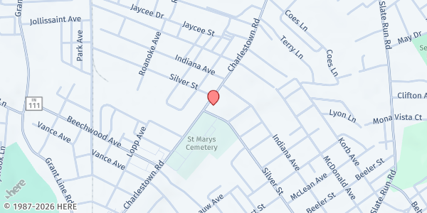 Map showing Crossroads Community Church at 2248 Charlestown Rd., New Albany, IN