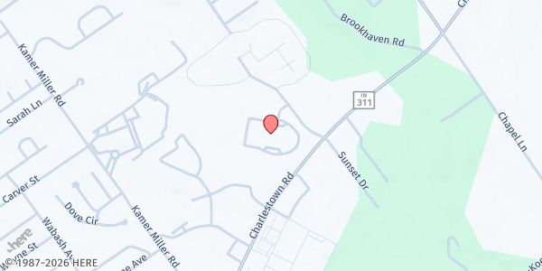 Map showing Northside Christian Church at 4407 Charlestown Rd, New Albany, IN