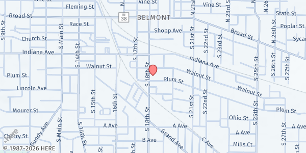 Map showing Christian Love Help Center at 418 South 18th St, New Castle, IN