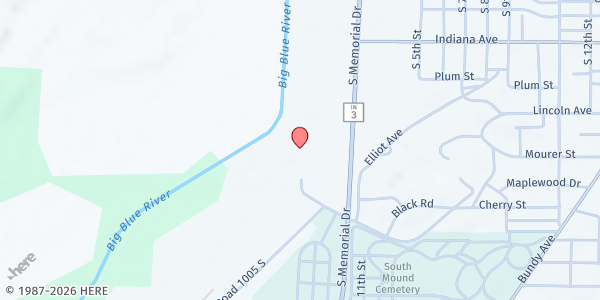 Map showing First Baptist Church Family Life Center at 709 S Memorial Dr, New Castle, IN