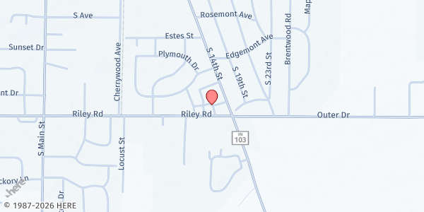 Map showing Henry County Food Stamps Office at 3013 S 14th St, New Castle, IN