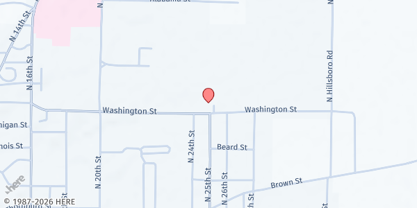 Map showing The Salvation Army of Henry County at 2500 Washington St, New Castle, IN