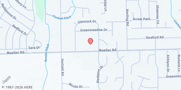 Map showing Martini Lutheran Church at 333 Moeller Rd, New Haven, IN