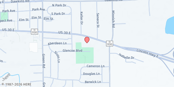 Map showing St James Lutheran Church at 1720 IN-930, New Haven, IN