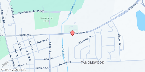 Map showing Victory Life Church - New Haven IN at 1502 Rose Ave, New Haven, IN