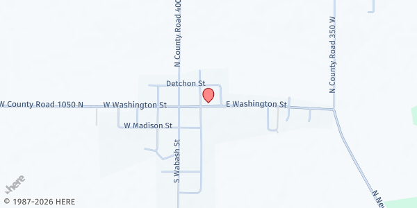 Map showing New Richmond Christian Church at 206 E. Washington St., New Richmond, IN