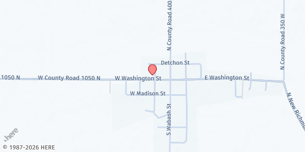 Map showing New Richmond Christian Church at 202 W. Washington St., New Richmond, IN