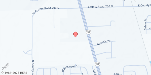 Map showing Great Harvest Food Pantry at 6766 US 31 S, New Whiteland, IN