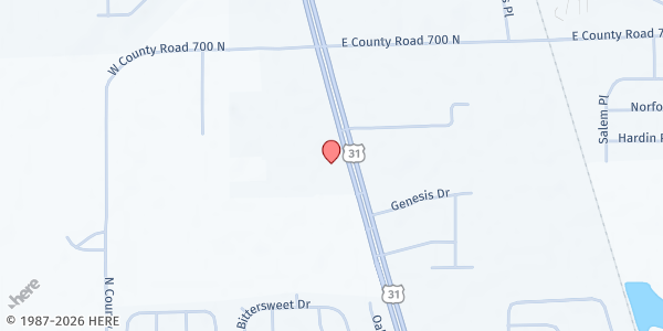 Map showing Great Harvest Food Pantry at 6766 US 31 S., New Whiteland, IN