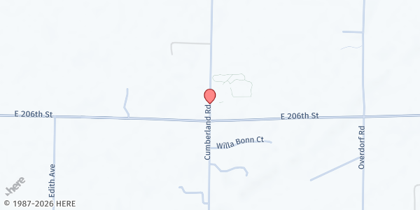 Map showing Bethel Lutheran Church at 20650 Cumberland Road, Noblesville, IN