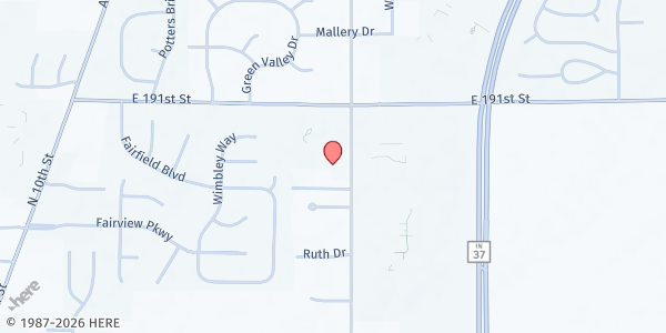 Map showing Green Valley Church of Christ at 19005 Cumberland Road, Noblesville, IN