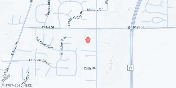 Map showing Green Valley Church of Christ at 19005 Cumberland Rd., Noblesville, IN