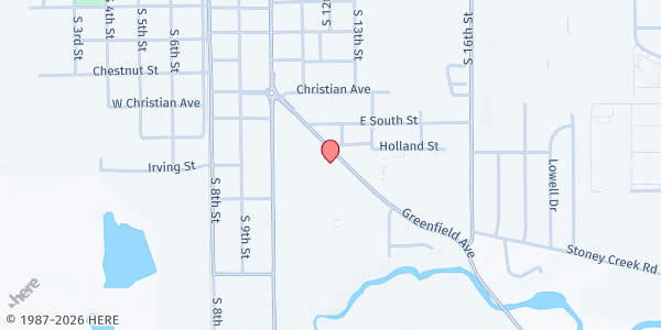 Map showing Society of St. Vincent de Paul - NobleCause at 1391 Greenfield Avenue, Noblesville, IN