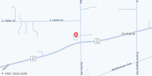 Map showing Wayne Township Trustee Office at 18441 East Durbin Road, Noblesville, IN