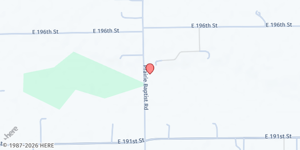Map showing Wayne Township Trustee Office at 19428 Prairie Baptist Road, Noblesville, IN