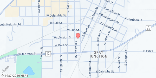 Map showing East Gibson Food Pantry at 805 W. Morton St., Oakland City, IN