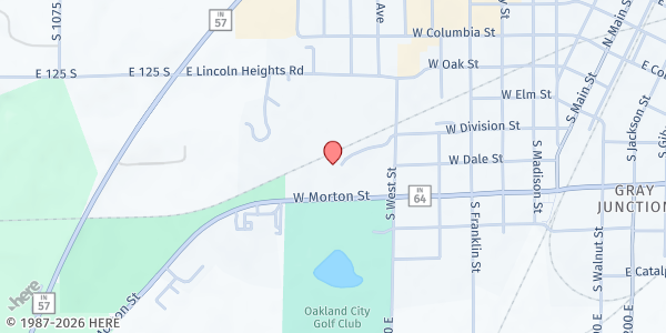 Map showing East Gibson Food Pantry at 805 W Morton St, Oakland City, IN
