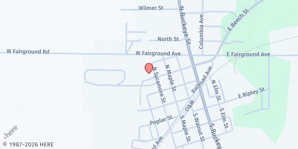 Map showing Ripley County Food Pantry Inc. at 524 W Beech St Bldg #16c, Osgood, IN