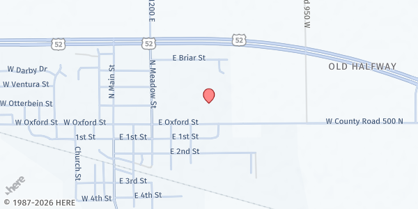Map showing Food Finders Mobile- Otterbein UMC at 405 E Oxford St, Otterbein, IN
