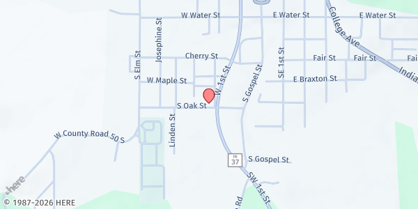 Map showing Mercy Center Soup Kitchen at 308 S Oak St, Paoli, IN