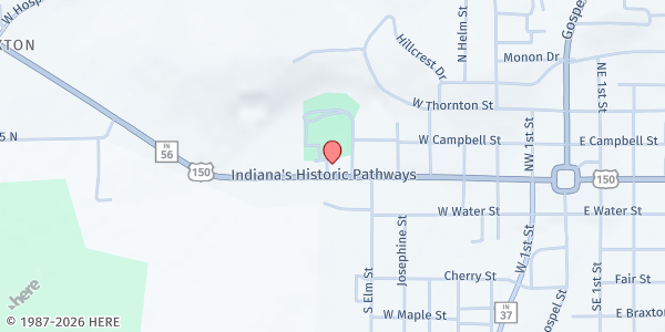 Map showing Paoli Community Food Pantry at 728 W Main St, Paoli, IN