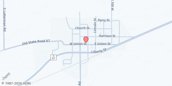 Map showing Paragon Food Pantry at 100 W Union St, Paragon, IN