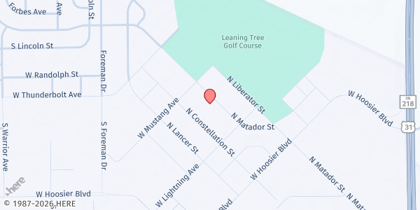 Map showing Church of Christ at Grissom at 1461 N. Matador St., Peru, IN