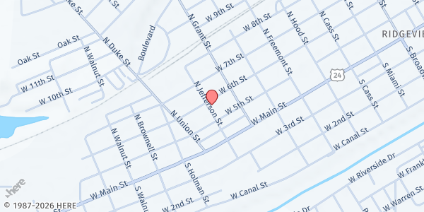 Map showing Peru First Church of the Nazarene at 331 W. 6th St., Peru, IN