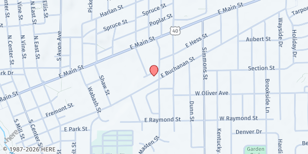 Map showing Plfd Church Federation Food Pantry - Food Distribution Center at 710 E Buchanan St, Plainfield, IN