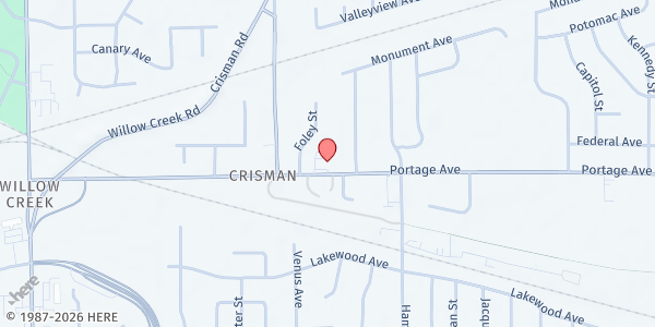 Map showing V1 Church Food Pantry at 6322 Portage Ave, Portage, IN