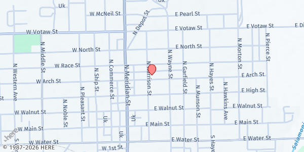 Map showing Asbury United Methodist at 204 E Arch St, Portland, IN