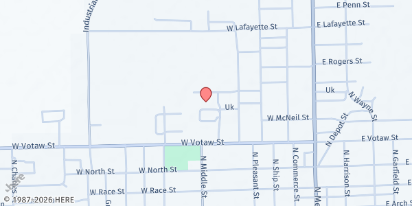 Map showing IU Jay Food Pantry at 500 West Votaw Street, Portland, IN