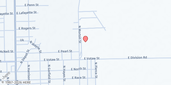 Map showing Jay County Fairgrounds at 806 E Votaw St, Portland, IN