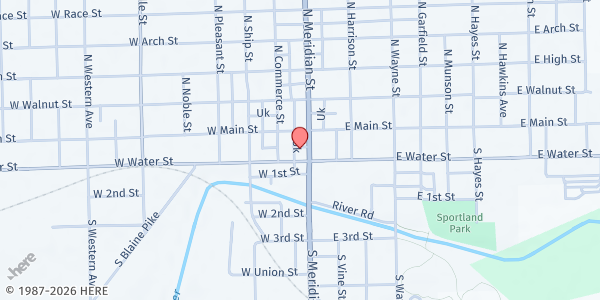 Map showing Lifestream Senior Cafe at 115 E. Water St., Portland, IN