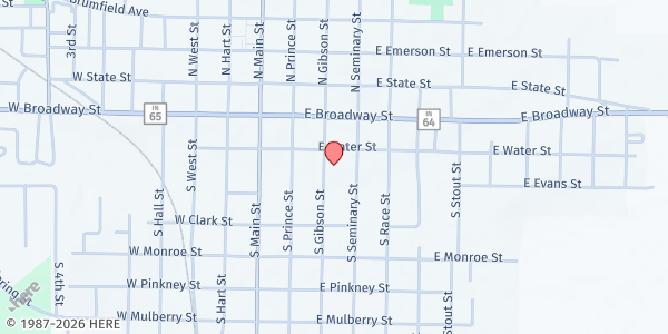 Map showing The Salvation Army - Princeton at 202 S. Gibson St., Princeton, IN