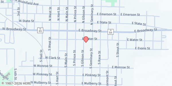 Map showing The Salvation Army Princeton Indiana at 202 S Gibson St, Princeton, IN