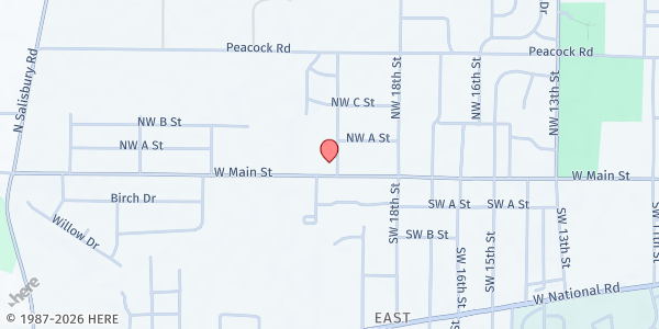 Map showing Boys and Girls Club McDaniel Unit at 1900 W Main St, Richmond, IN
