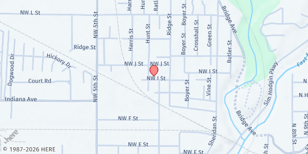 Map showing Temple of God Pantry at 1005 Hunt St, Richmond, IN