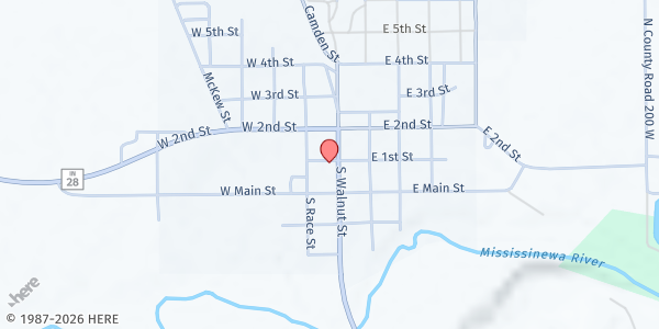 Map showing Willow Tree - Ridgeville Pantry at 105 W 1st St, Ridgeville, IN