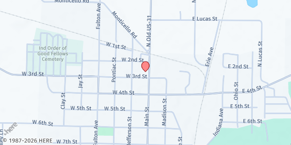 Map showing Matthew's Market - The Cross at 100 W. 3rd St., Rochester, IN