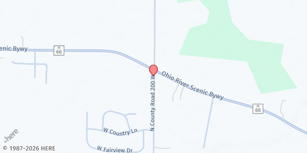 Map showing Spencer County Church of Christ at 882 N County Road 200 W, Rockport, IN