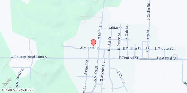 Map showing Parke County Resource Center at 52 Middle St., Rosedale, IN