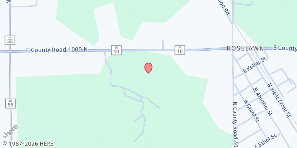 Map showing Roselawn Community Food Pantry at 4077 Kellar St., Roselawn, IN