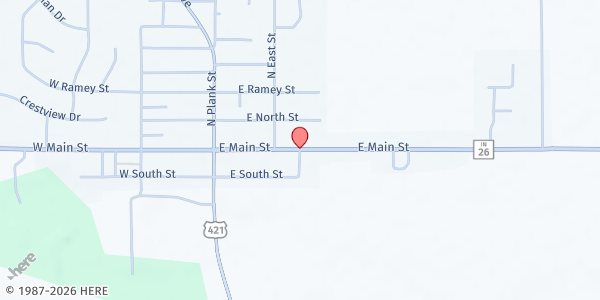Map showing Rossville Community Food Pantry at 5434 IN-26, Rossville, IN