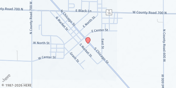 Map showing Royal Center UMC at 210 S. Chicago St., Royal Center, IN