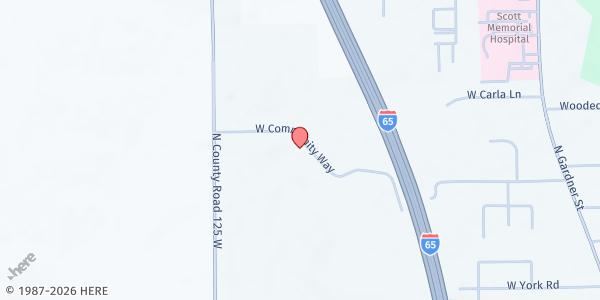 Map showing Scott Co Partnership dba Scott County Clearinghouse at 1057 W Community Way, Scottsburg, IN