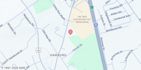 Map showing First Baptist Church of Sellersburg at 7912 County Rd 311, Sellersburg, IN