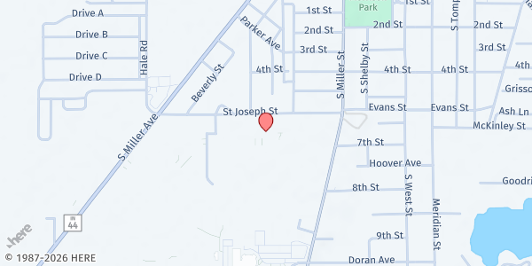 Map showing Gleaners Mobile at Shelbyville at Blue River Career Center, 801 St Joseph Street, Shelbyville, IN